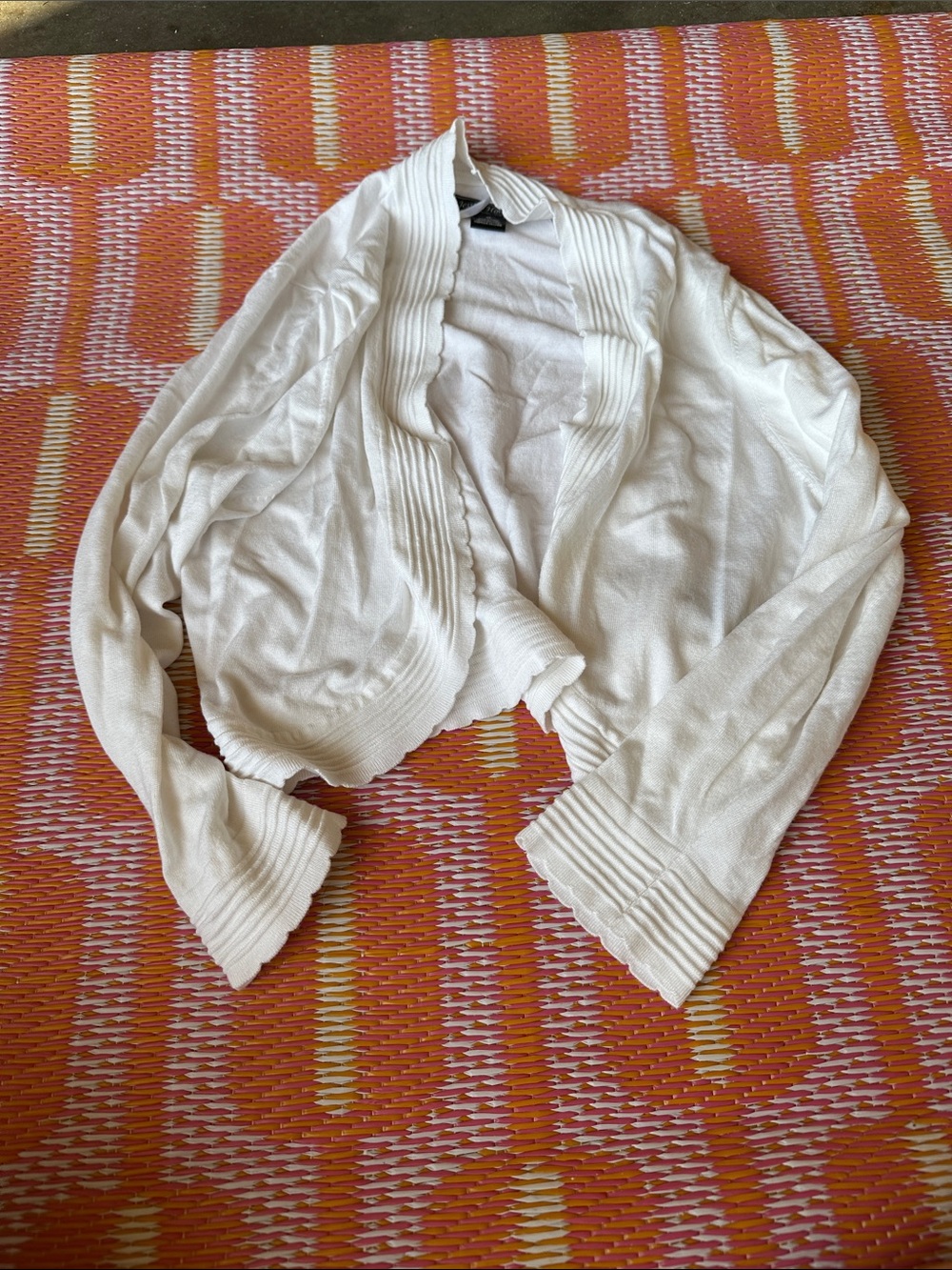 Jessica Howard White Open-Front Cropped Ribbed Cardigan